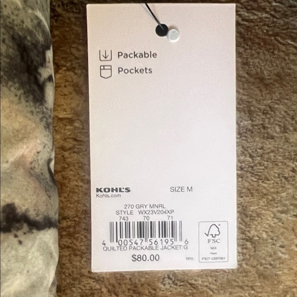 BNWT FLX Marble Pattern Puffer Jacket - Picture 3 of 4